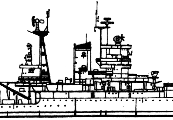 Боевой корабль USS BB-41 Mississippi 1955 [Battleship] - чертежи, габариты, рисунки